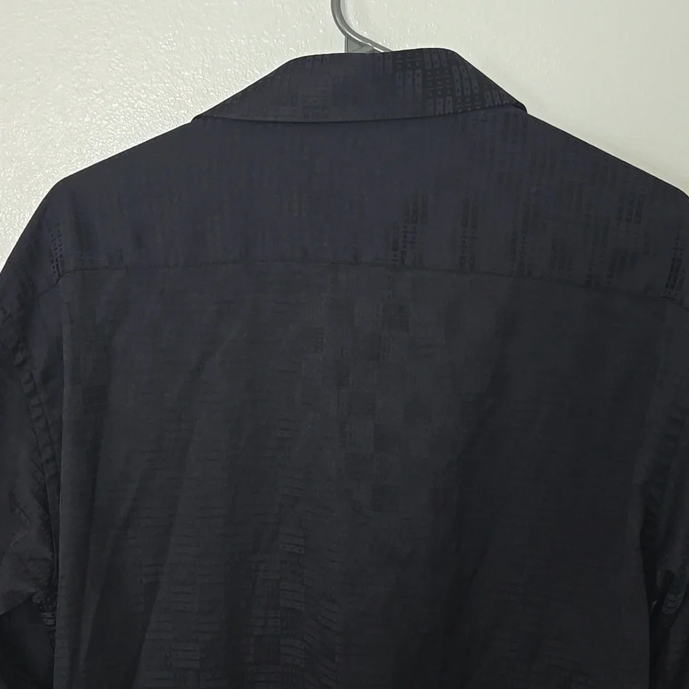 A 21 | Black Cotton Contrasting Cuffs Collar Dress Shirt Size XL